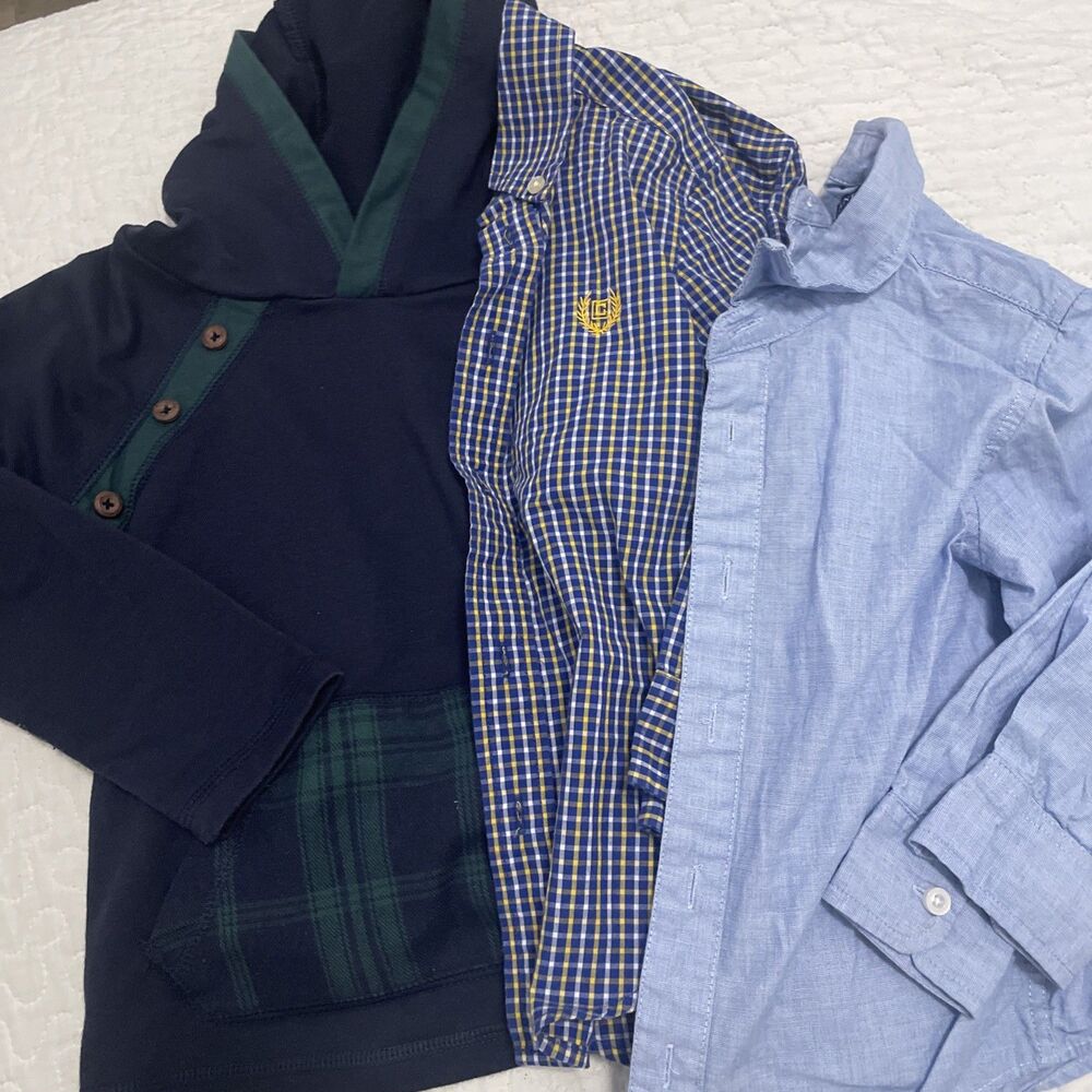 Boys Toddler Baby Shirts Button Up Tops Hoodie 4T -Lot Of 3